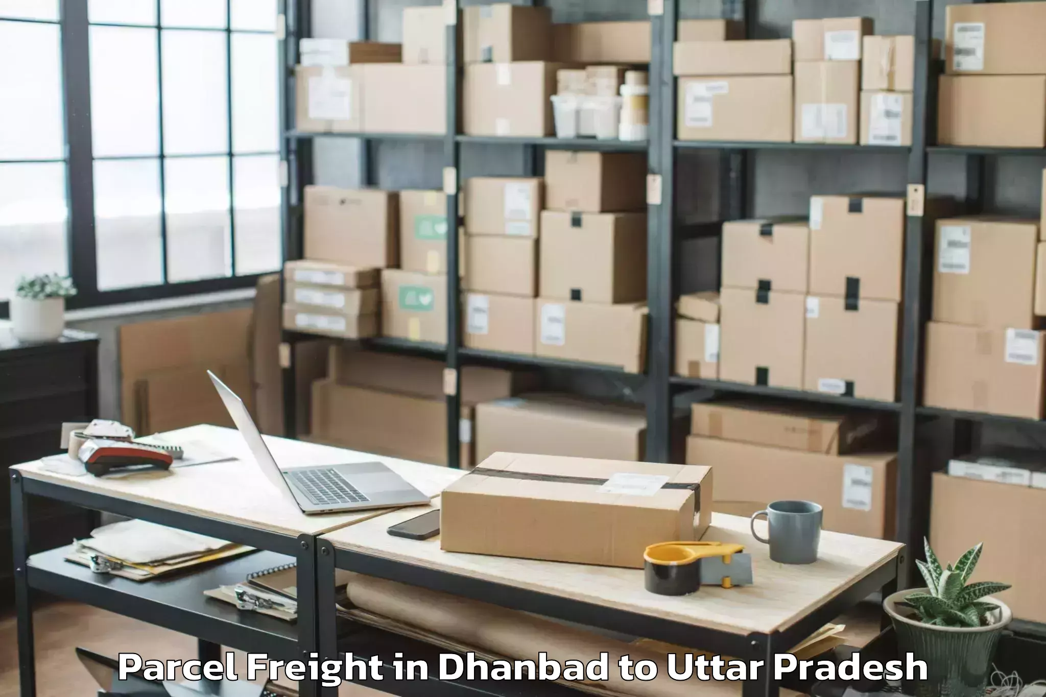 Book Dhanbad to Jewar Parcel Freight Online